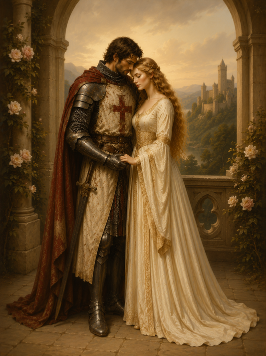 Paint by Number Knight and Maiden at Sunset – DIY Acrylic Painting Kit