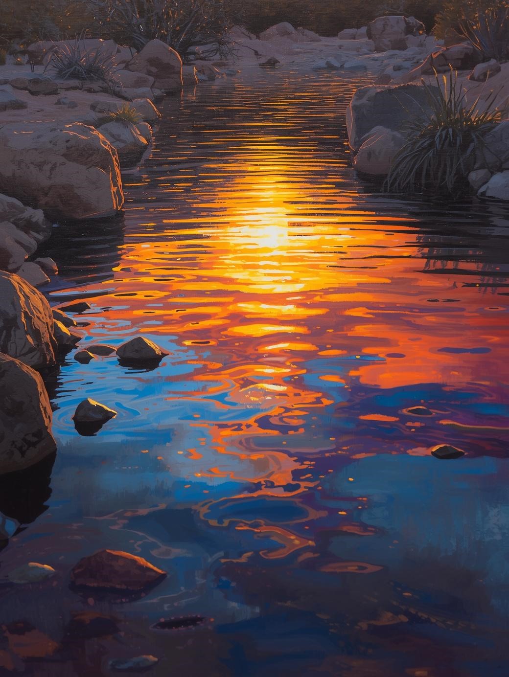Paint by Number Desert Creek Sunset Reflection – Paint by Number Painting Kit