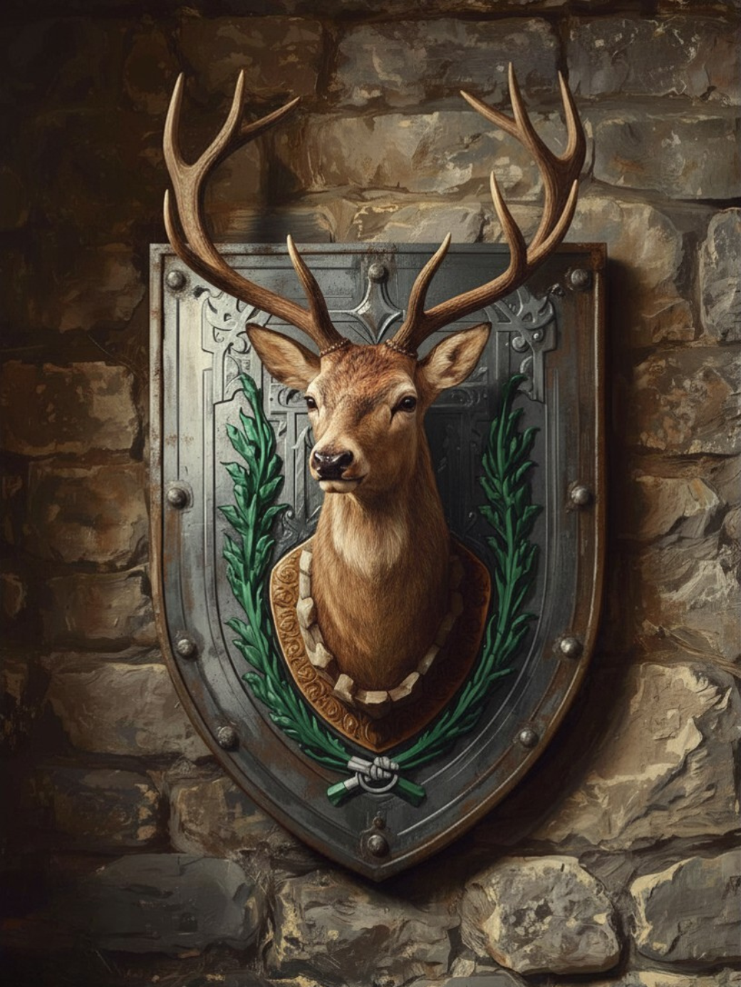 Paint by Number Noble Deer Shield Crest – DIY Adult Painting Kit