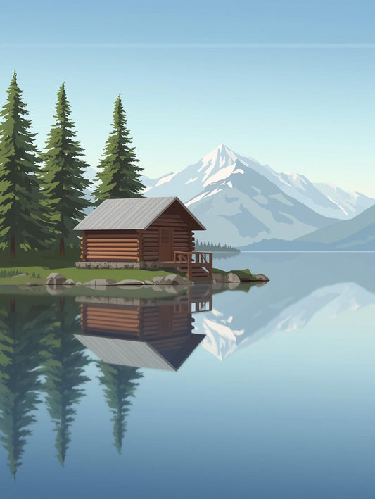 Paint by Number Lakeside Cabin Retreat – Easy Paint by Number Kit