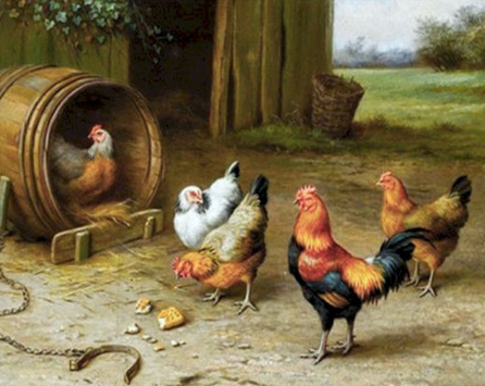 Paint by Number Farm Chickens Dinner Time-Edgar Hunt