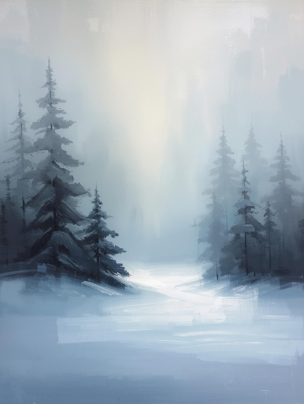 Paint by Number Foggy Snow Covered Pine Forest - DIY Paint by Number Kit for Adults