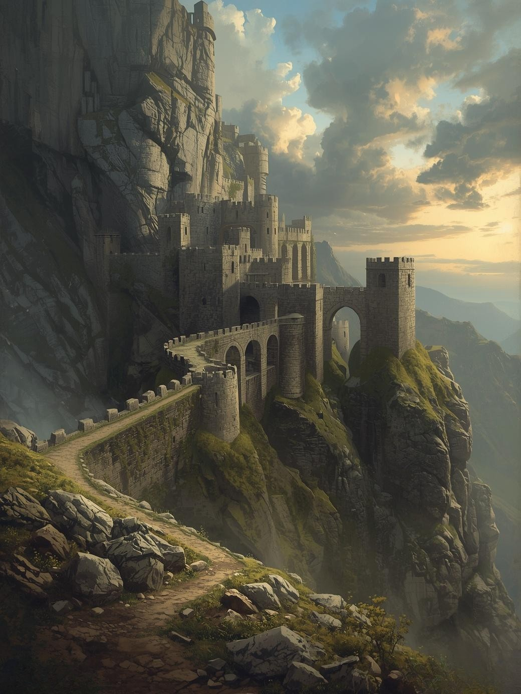Paint by Number Castle Path Along the Cliffs – Adult Paint by Number Kit DIY Canvas Painting Set