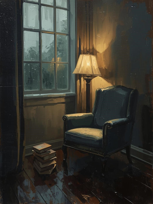 Paint by Number Rainy Window Reading Corner – DIY Paint by Number Kit for Adults