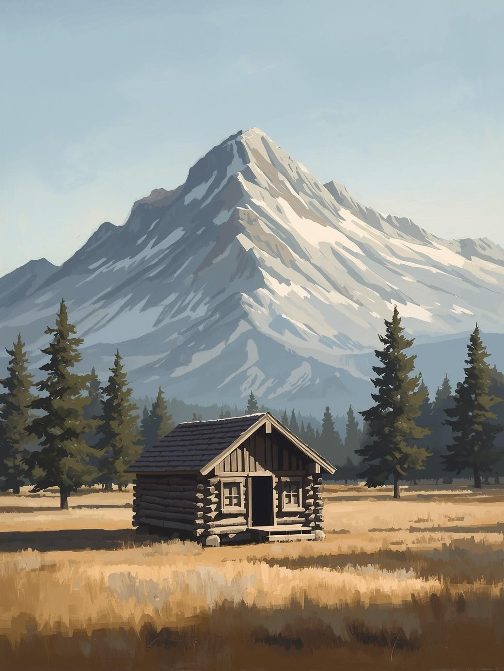 Paint by Number Rustic Cabin with Mountain View – Beginner Friendly Paint by Number Kit