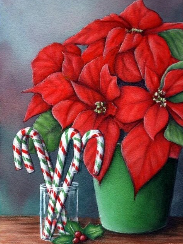 Paint By Number Holiday Poinsettia Paradise