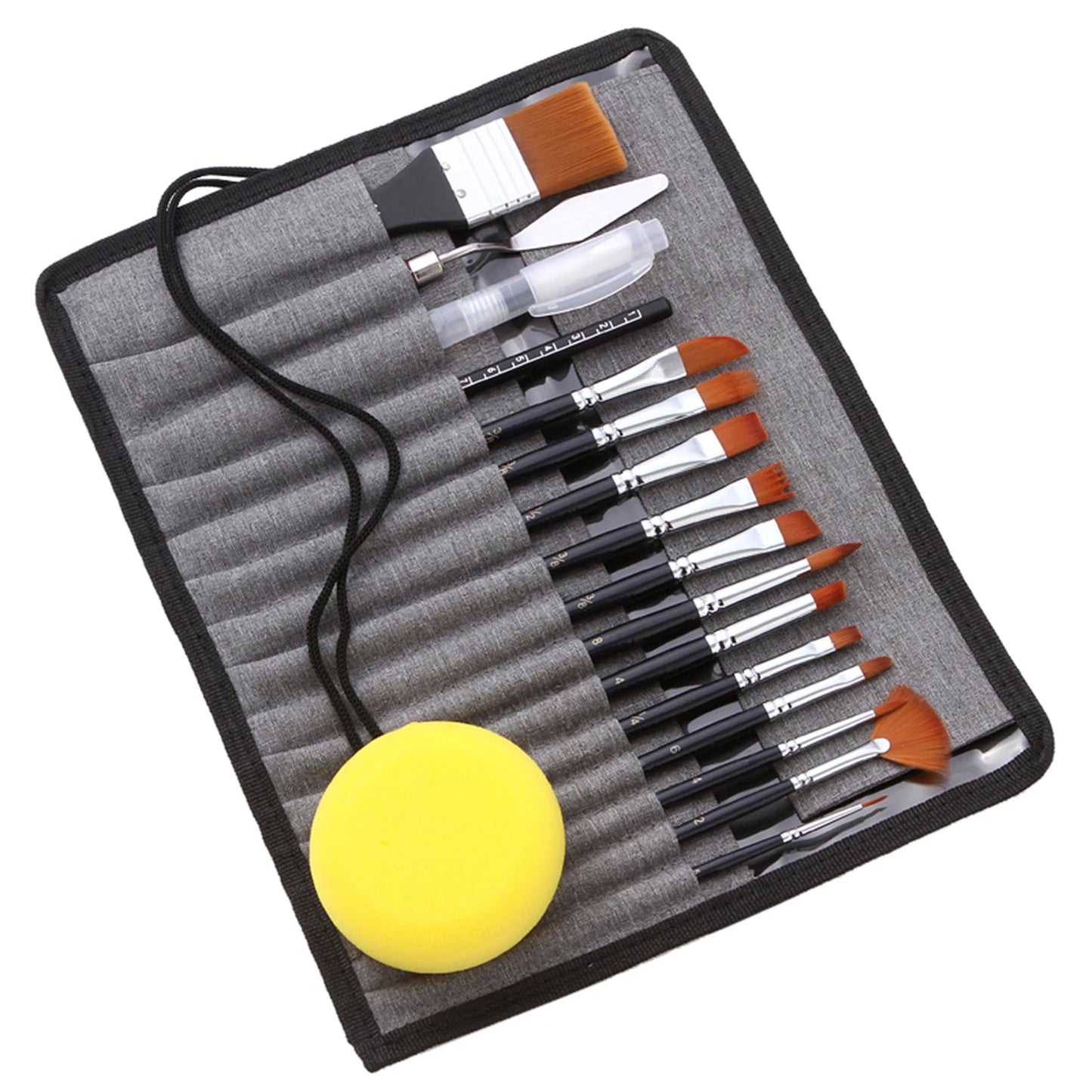 18pcs Premium Artist Paint Brush Set with Roll up Pouch