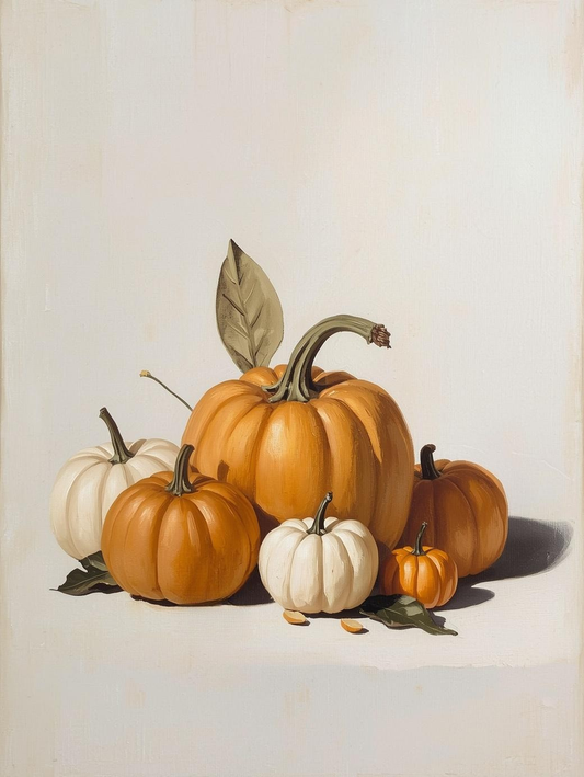 Paint by Number Elegant Pumpkins with Leaves – DIY Paint by Number Kit for Adults