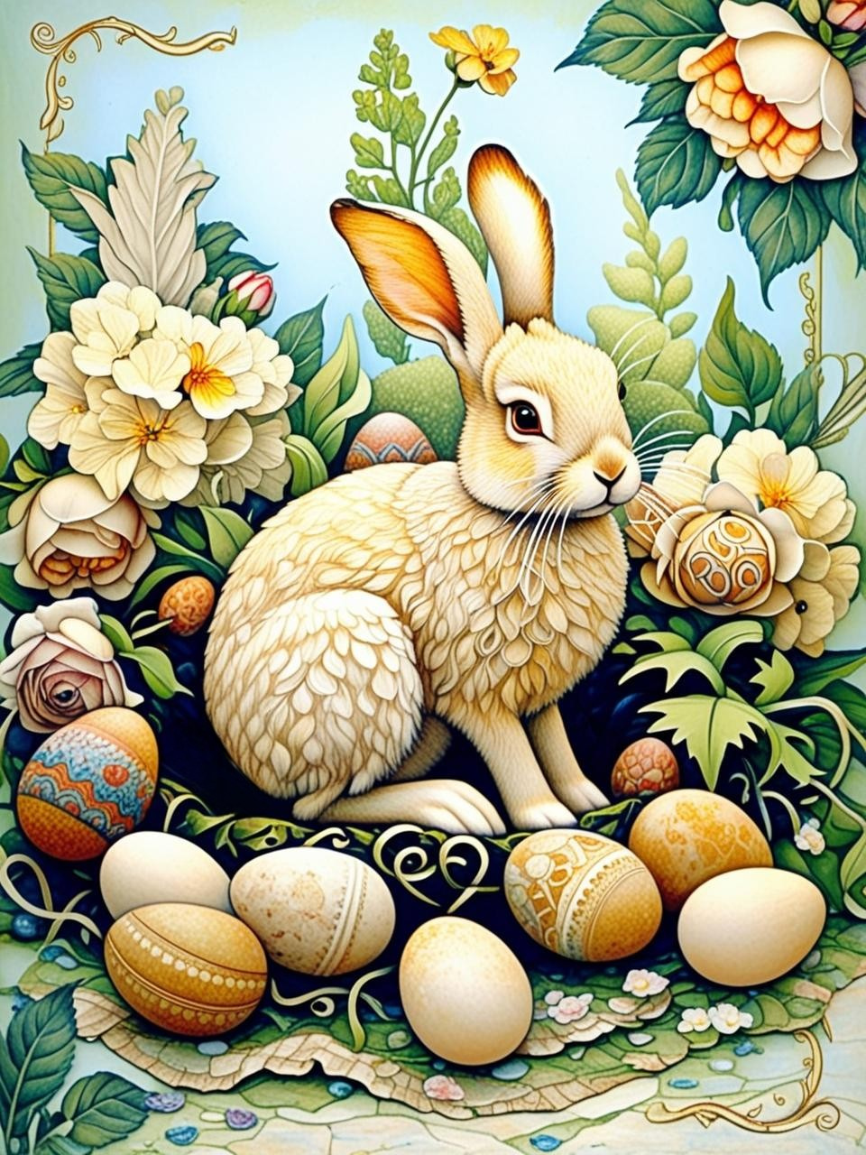 Paint by Number Charming Easter Bunny & Floral Vignettes