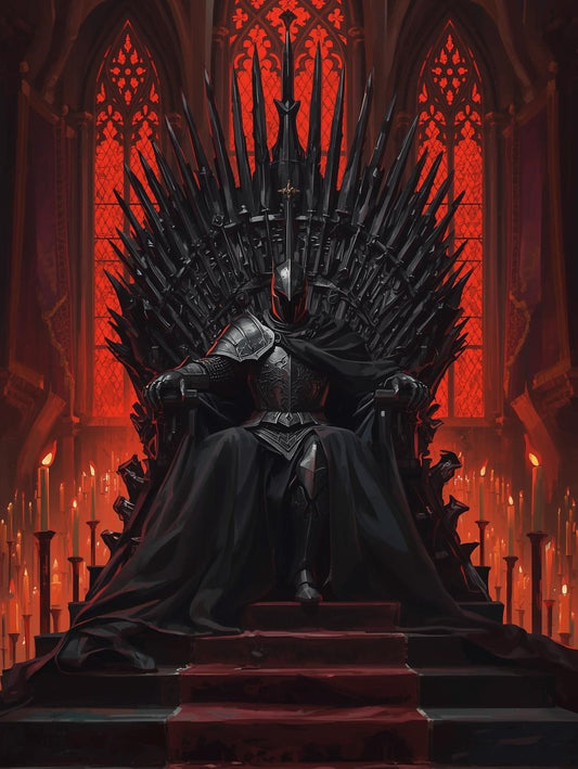 Paint by Number Black Knight on the Iron Throne – DIY Adult Painting Kit