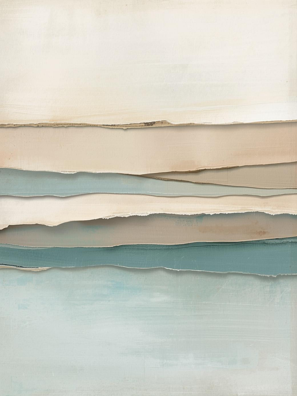 Paint by Number Abstract Coastal Layers – Soft Blue Beige Ocean Wall Art Kit for Adults