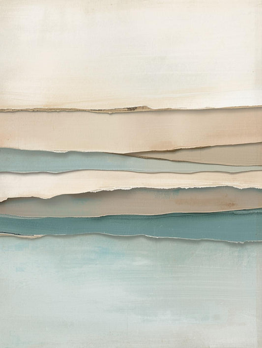 Paint by Number Abstract Coastal Layers – Soft Blue Beige Ocean Wall Art Kit for Adults