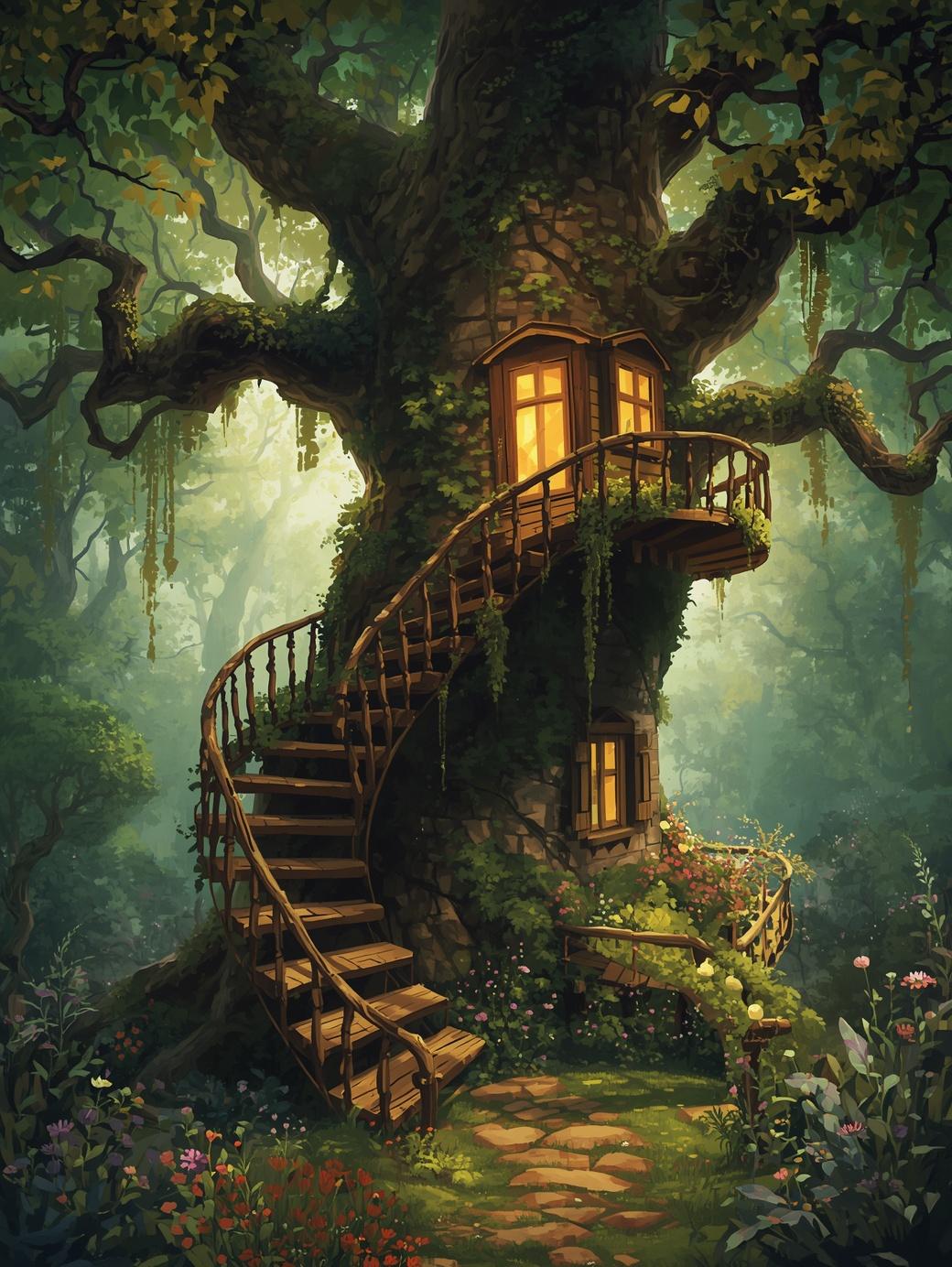 Paint by Number Whispering Treehouse – DIY Paint by Number Kit
