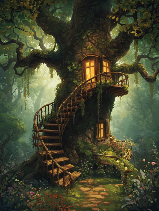 Paint by Number Whispering Treehouse – DIY Paint by Number Kit