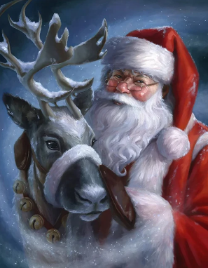 Paint By Number Santa and Reindeer