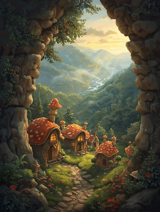 Paint by Number Hidden Mushroom Valley – Paint by Number Kit for Adults