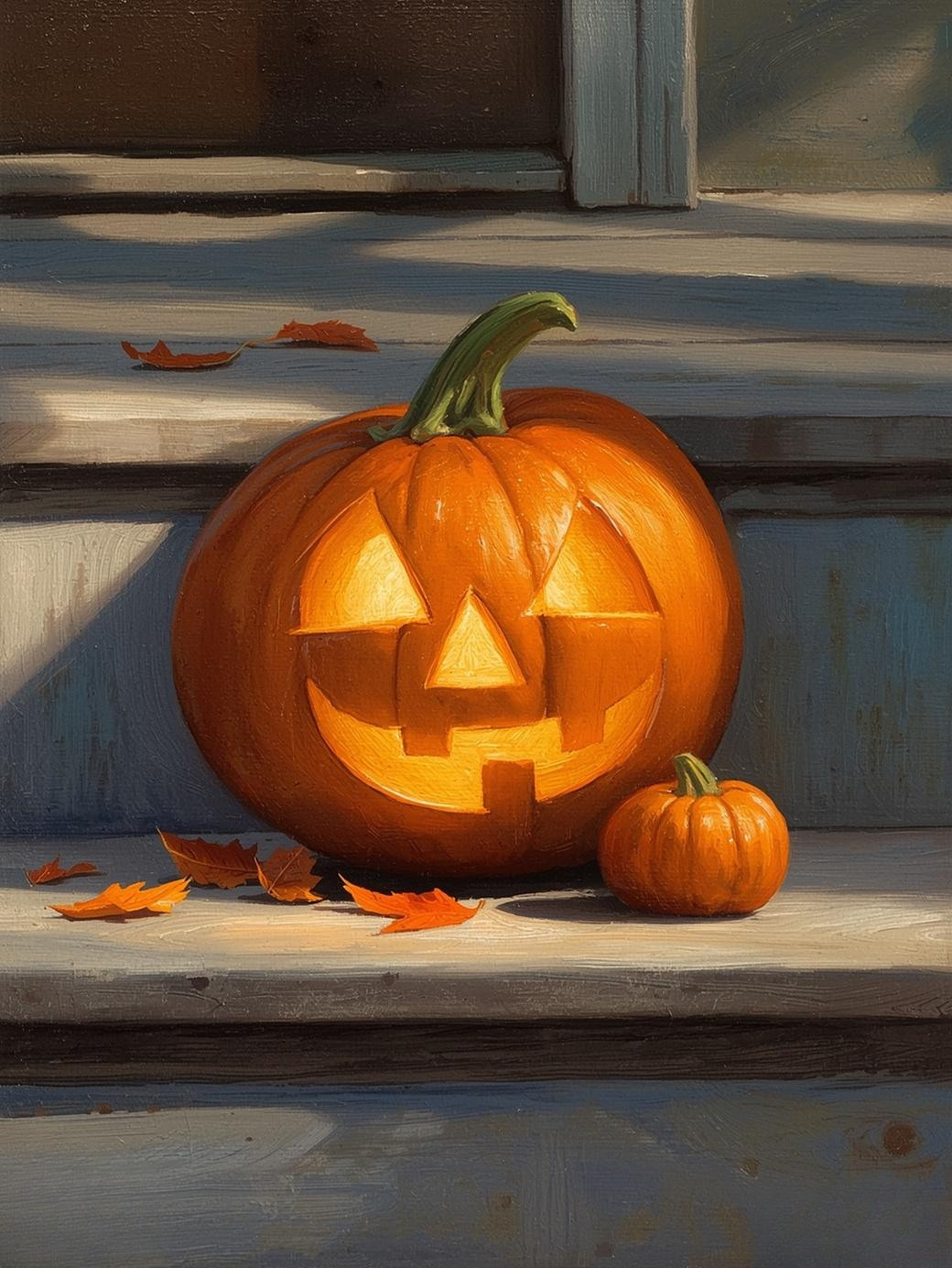 Paint by Number Autumn Porch Pumpkin Glow – Cozy DIY Paint by Number Kit for Adults