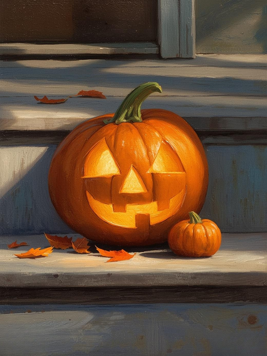 Paint by Number Autumn Porch Pumpkin Glow – Cozy DIY Paint by Number Kit for Adults