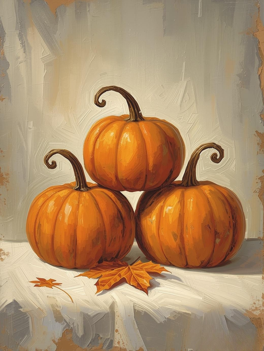 Paint by Number Pumpkin Trio with Curly Stems – Fall Paint by Number Kit for Adults