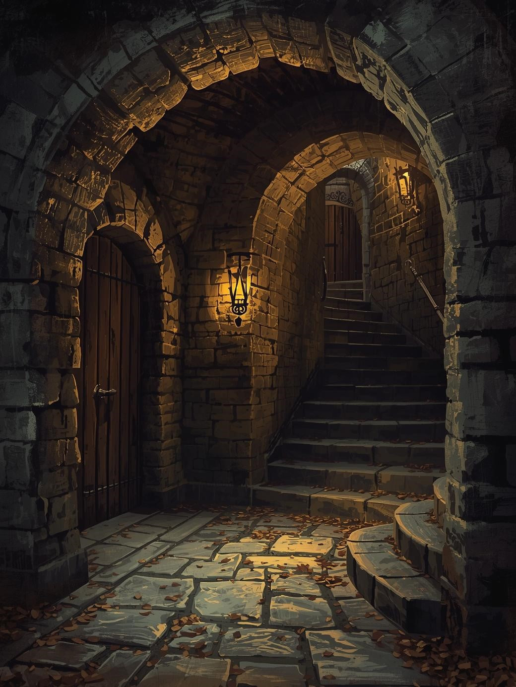 Paint by Number Candlelit Medieval Stone Hallway – DIY Painting Kit