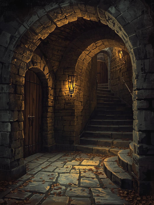 Paint by Number Candlelit Medieval Stone Hallway – DIY Painting Kit