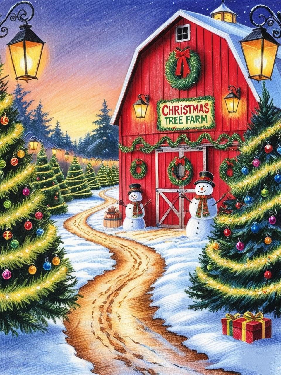 Paint by Number Winter Magic at the Christmas Tree Farm