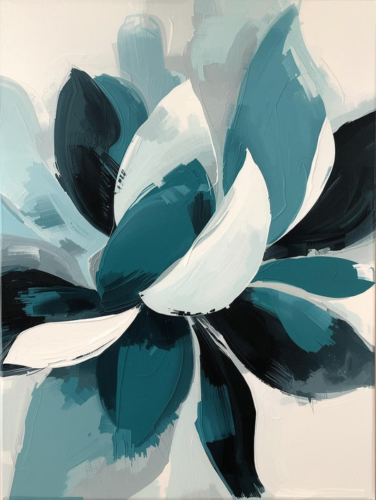 Paint by Number Soft Teal Wildflowers – Minimal Botanical Canvas Kit for Adults