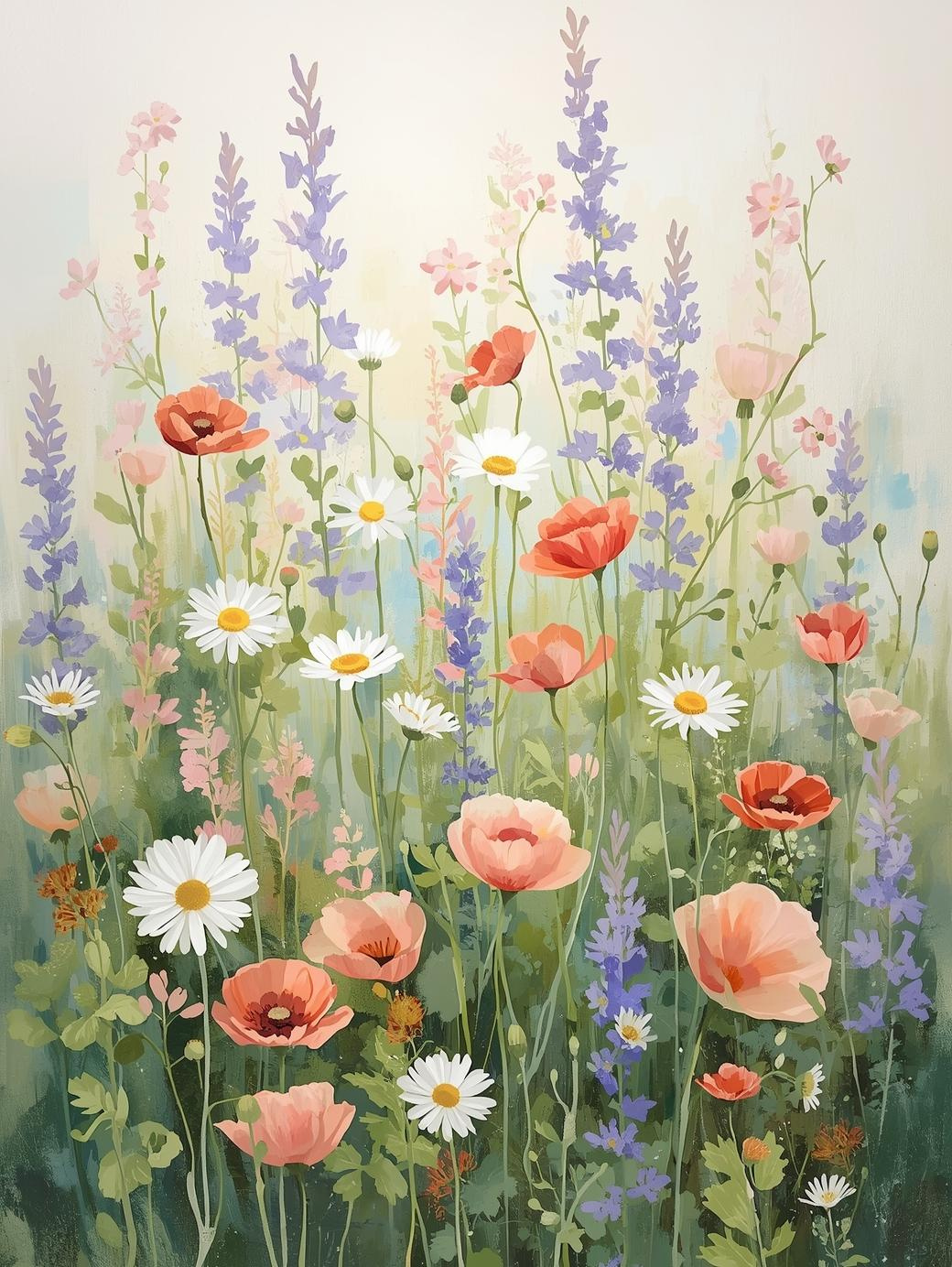 Paint by Number Colorful Wildflower Field