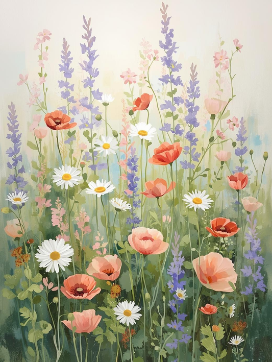 Paint by Number Colorful Wildflower Field