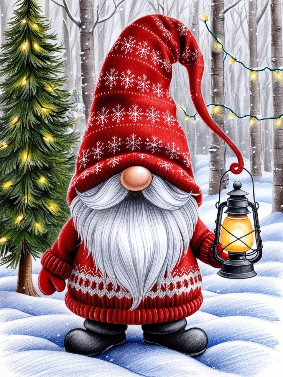 Paint by Number Festive Holiday Gnome