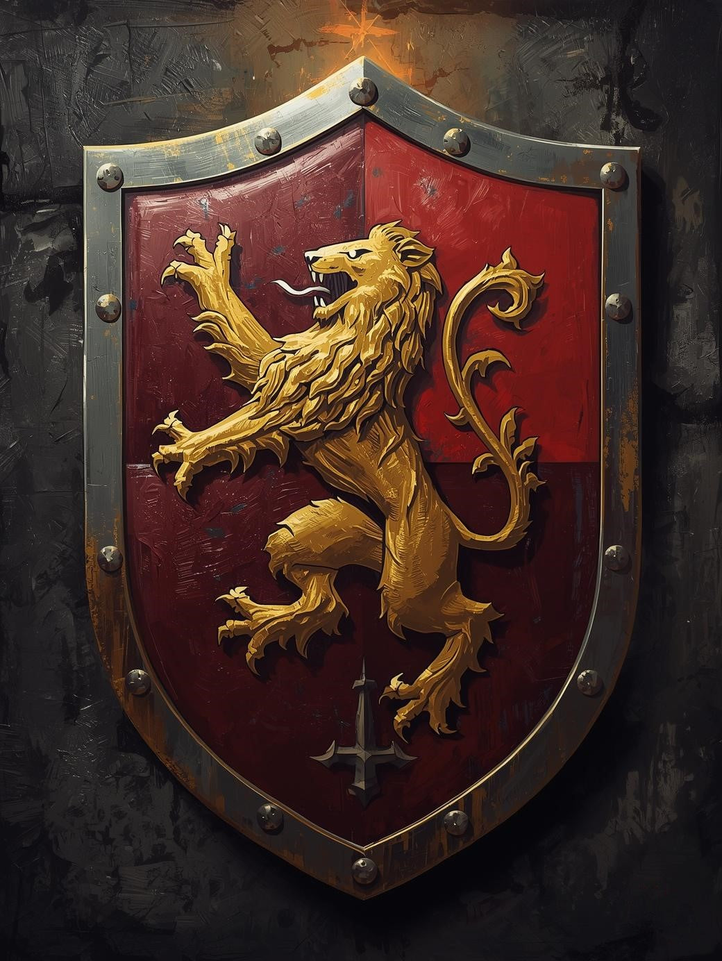 Paint by Number Golden Lion Heraldic Shield – Paint by Number for Adults