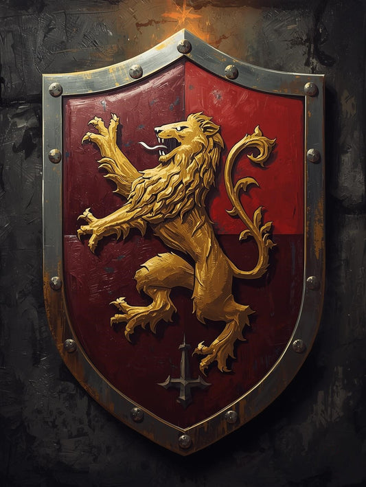 Paint by Number Golden Lion Heraldic Shield – Paint by Number for Adults