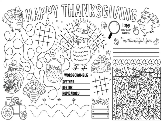 Free Happy Harvest Coloring Placemat