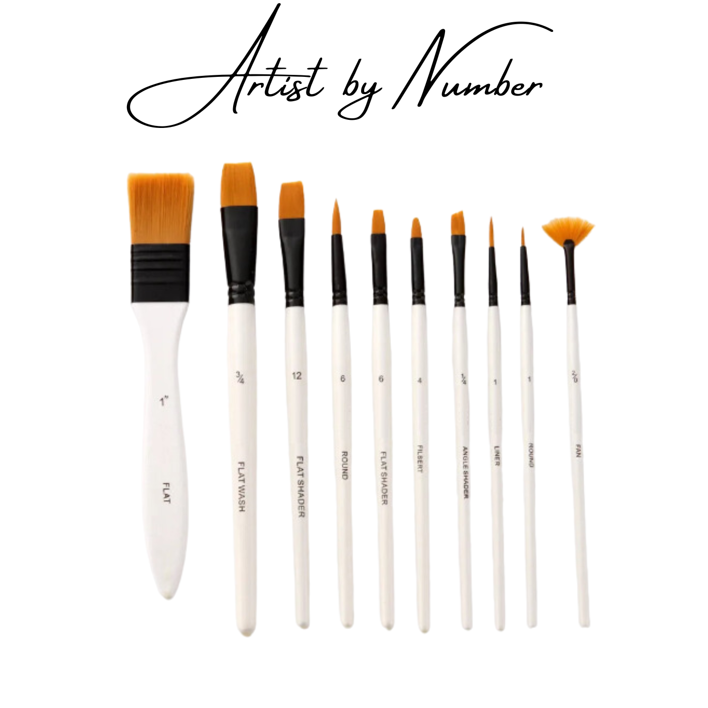 10 Piece Premium Artist Paint Brush Set with Zipper Pouch