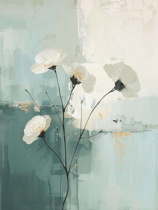 Paint by Number Soft White Blooms – Minimal Botanical Art for Adults