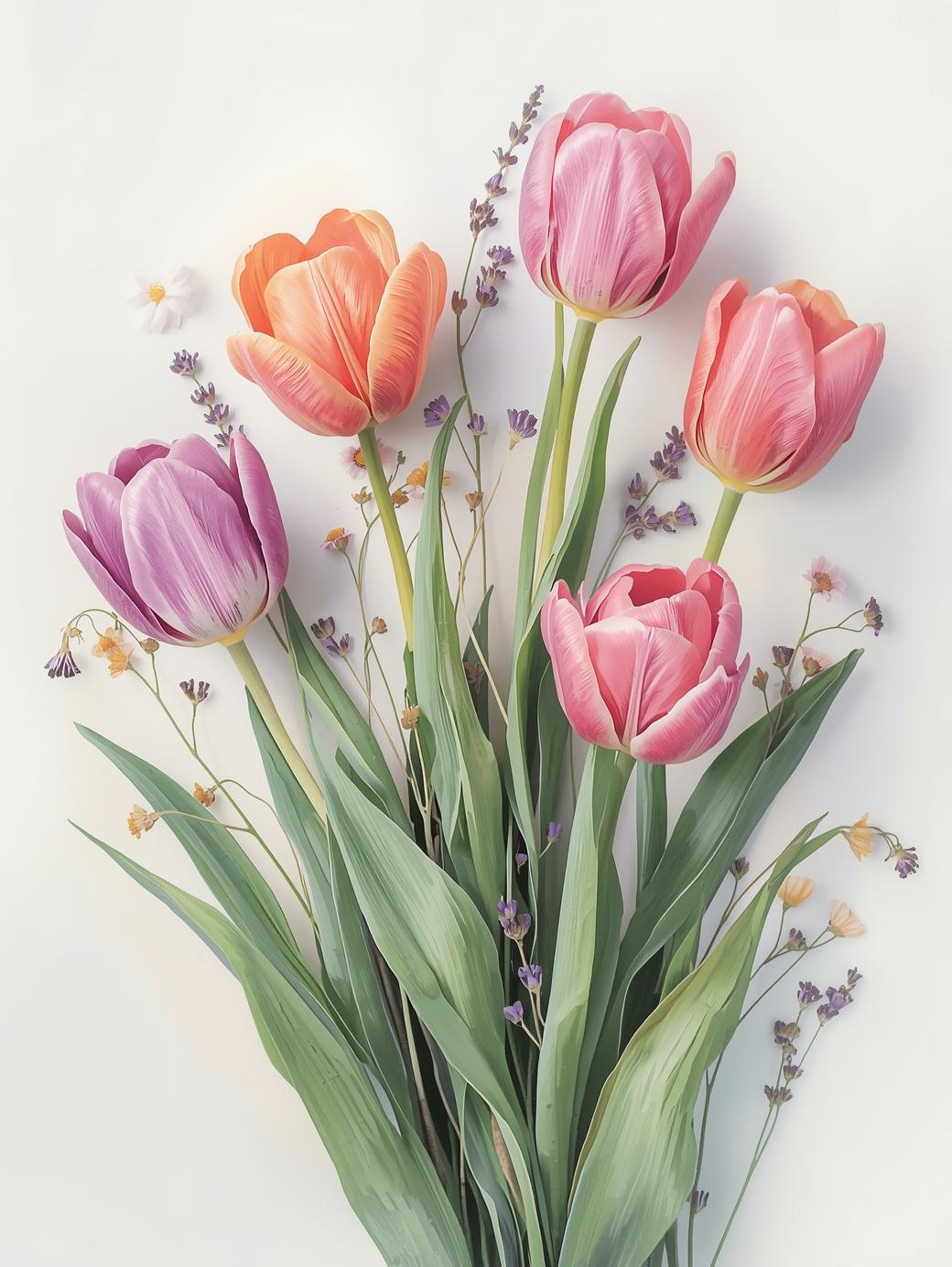 Paint by Number Tulip Bouquet – Colorful Floral Canvas DIY Kit for Adults, Bright Spring Flower Painting