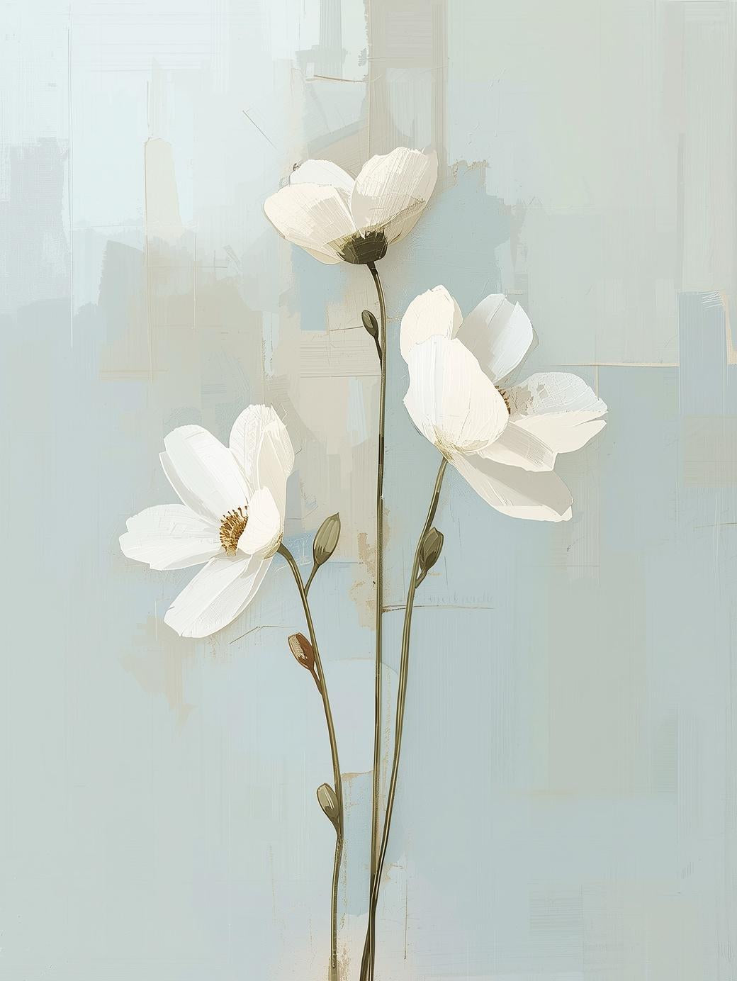 Paint by Number Elegant Stem Florals – Neutral Botanical Canvas Kit for Adults
