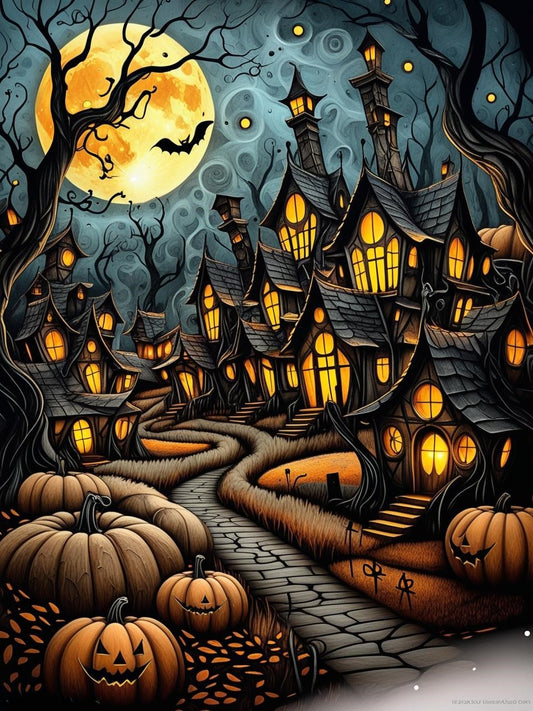 Witches’ Hollow Halloween Village Paint by Number