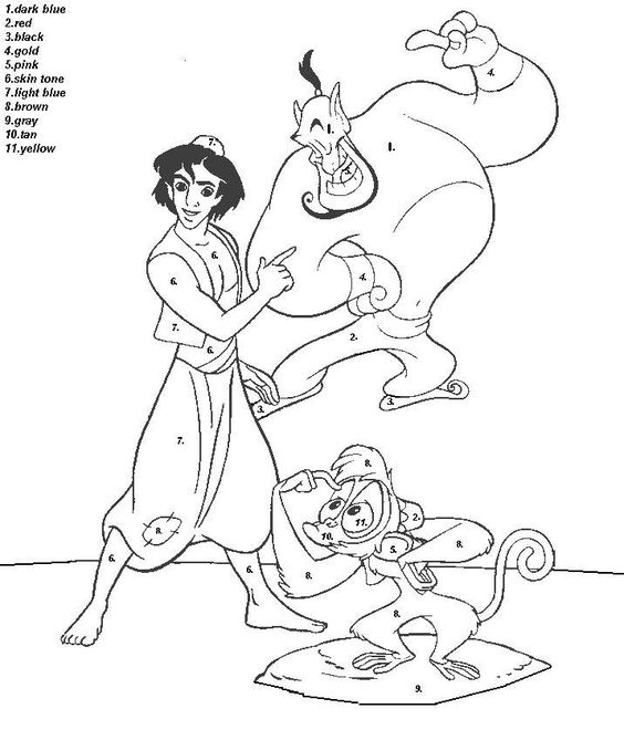 Free Color By Number Aladdin