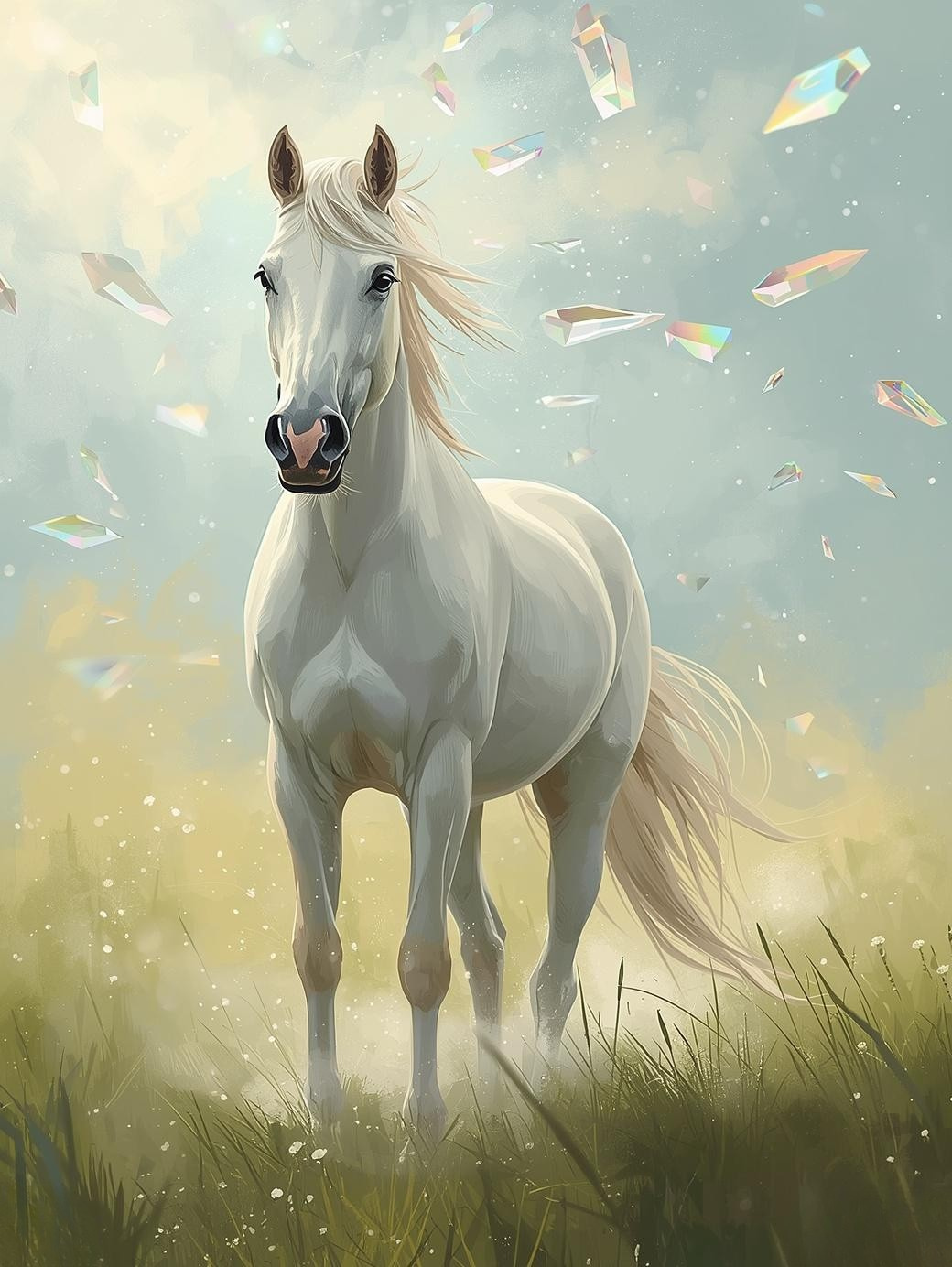 Paint By Number Dreamy White Stallion with Glow Effect – Canvas Paint by Number Kit