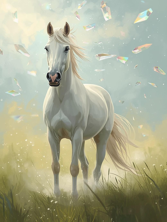Paint By Number Dreamy White Stallion with Glow Effect – Canvas Paint by Number Kit