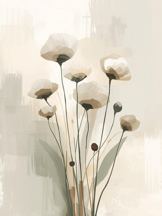 Paint by Number Soft Teal Wildflowers – Minimal Botanical Canvas Kit for Adults