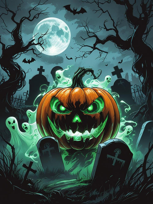 Eerie Harvest Pumpkin Paint by Number
