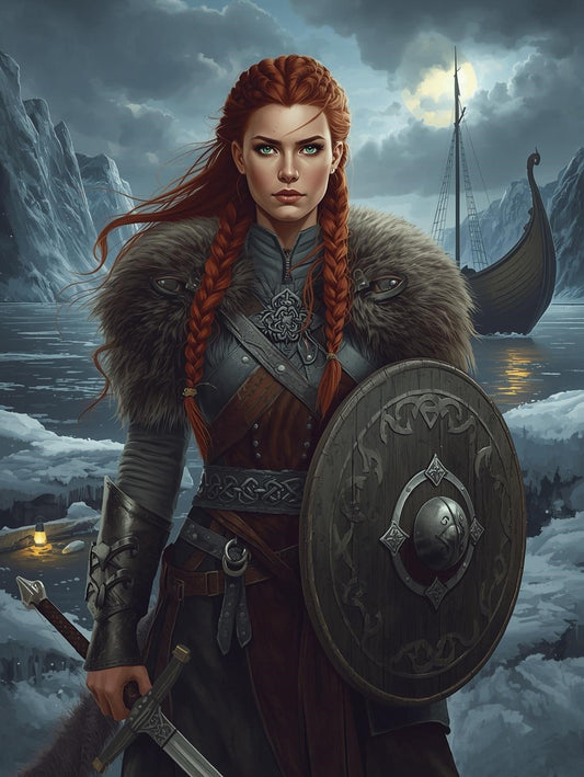 Paint by Number Red-Haired Viking Shieldmaiden – Adult Paint by Number Canvas