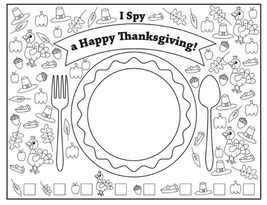 Free Gobble and Color Thanksgiving Placemat