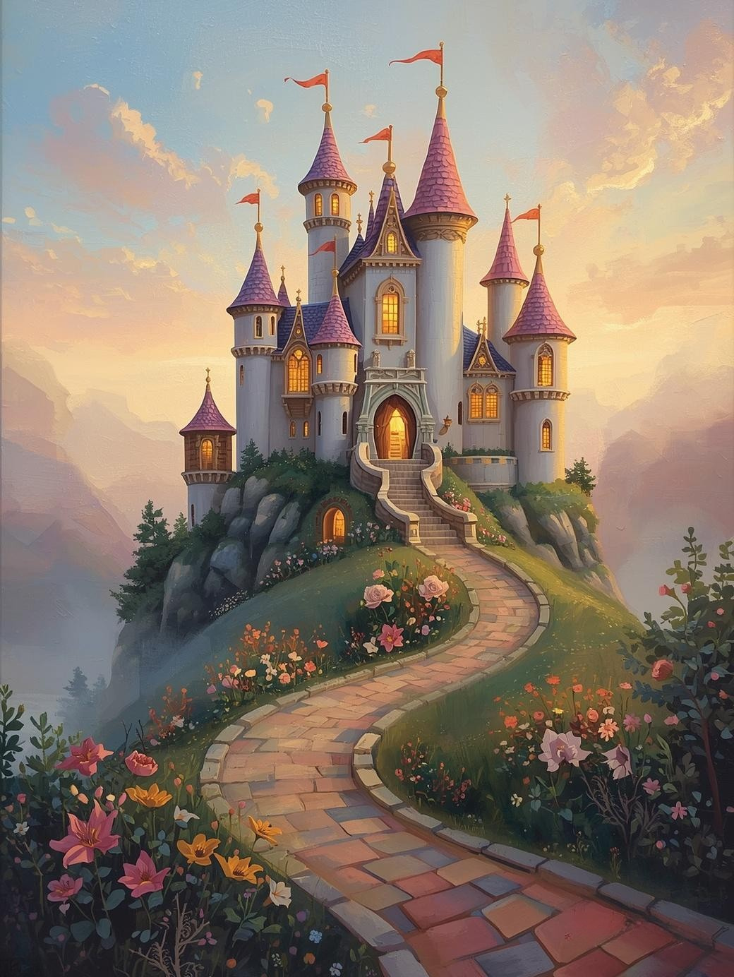 Paint by Number Enchanted Castle Path – DIY Paint by Number Kit