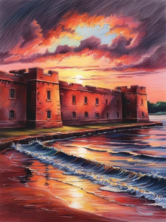 Paint by Number Dry Tortugas National Park (Florida) – Golden Twilight Over Fort Jefferson