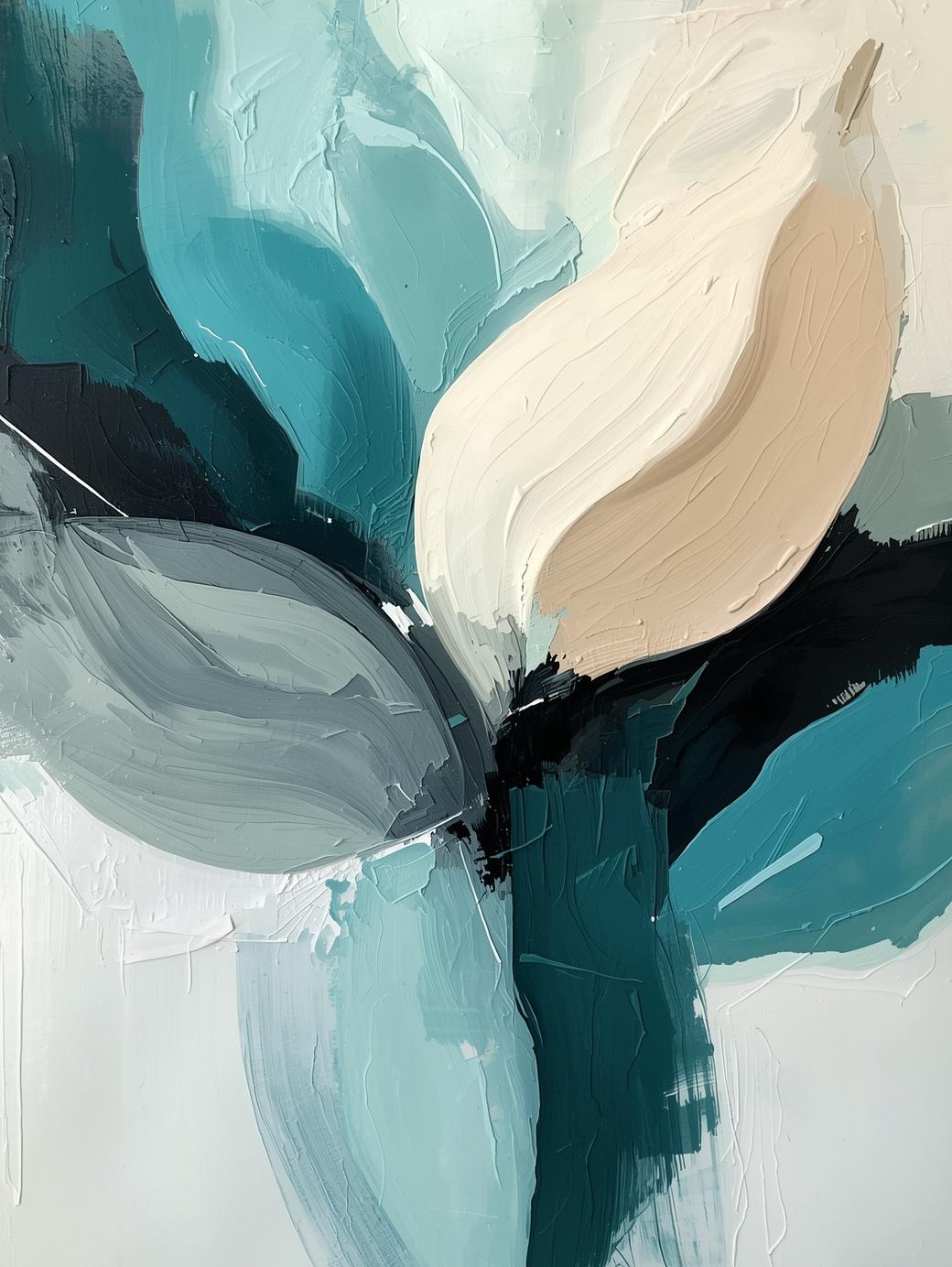 Paint by Number Teal Petal Expression – Contemporary Floral Art for Adults