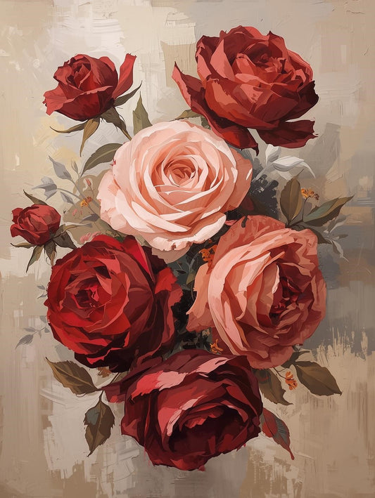 Paint by Number Romantic Rose Bouquet – Adult Paint by Number Kit