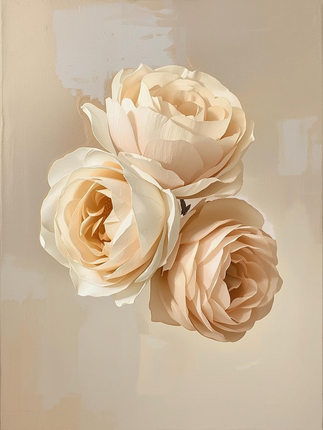 Paint by Number Ivory Rose Trio – DIY Paint by Number Kit